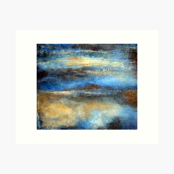 Item preview, Blue, Brown and Gold Abstract Painting CLOUD DRIFTER designed and sold by hollyanderson.