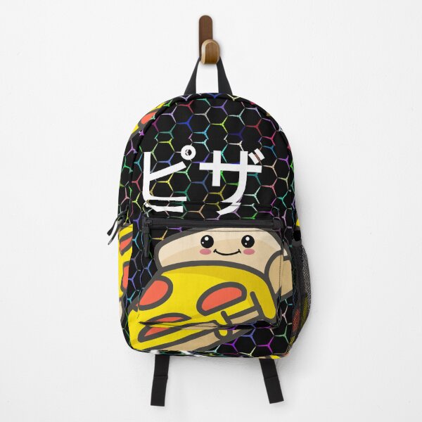 Item preview, 90s Retro Japanese Kawaii Style Smiling Pizza On Black Background designed and sold by UncleStuScience.