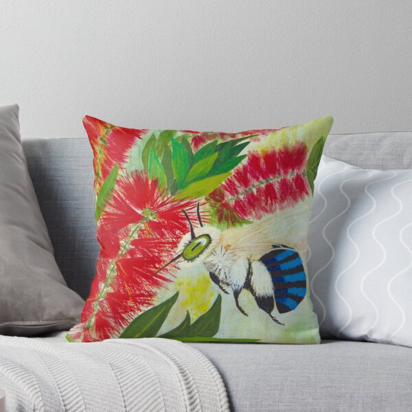 Item preview, Blue Banded Bee Red Bottlebrush designed and sold by Marg Pearson.