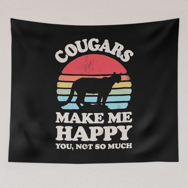 Item preview, Cougars Make Me Happy Sunset Retro Shirt for Men Women Boys Girls Kids Animal Lover Gifts designed and sold by LiqueGifts.