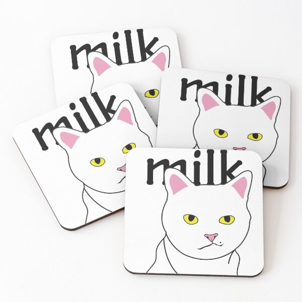 Item preview, white cat milk design. cute cat. designed and sold by dadamda.