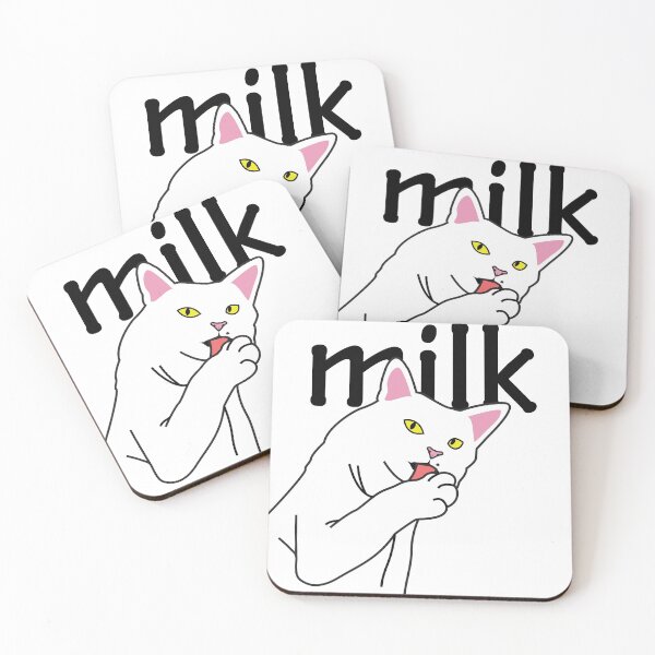 Item preview, white cat milk design. cute cat. designed and sold by dadamda.
