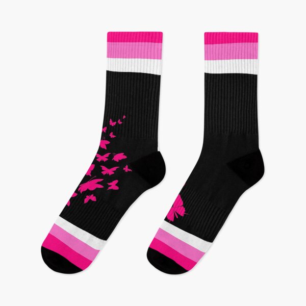 Item preview, Pink and White with Red Butterflies Flying Away on Black designed and sold by Chantelle  Spies.