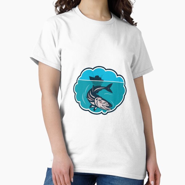 Vista previa del artículo con la obra «Cobia Fish Fishing Boat Bubble Retro», diseñado y vendido por patrimonio.