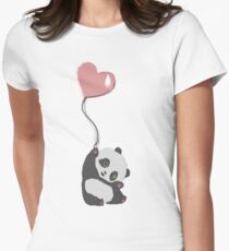 Panda And Balloon Women's Fitted T-Shirt