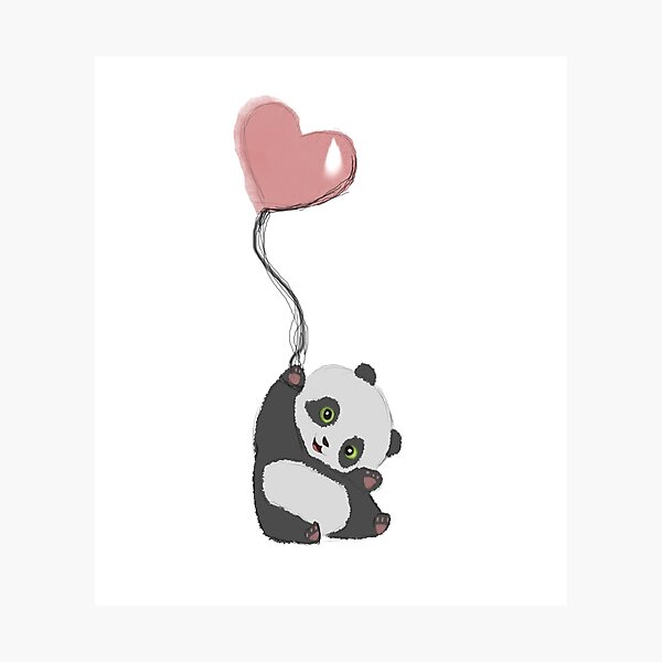 Panda And Balloon Photographic Print