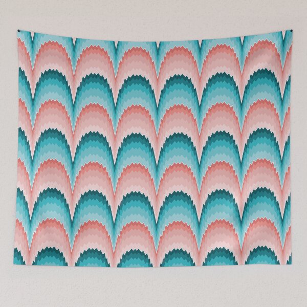 Item preview, Bargello flame stitch in pink and teal - seamless pattern designed and sold by colorofmagic.