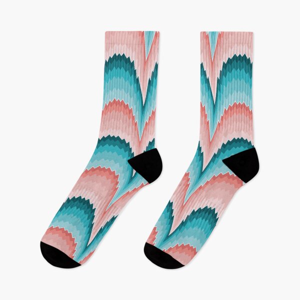Item preview, Bargello flame stitch in pink and teal - seamless pattern designed and sold by colorofmagic.