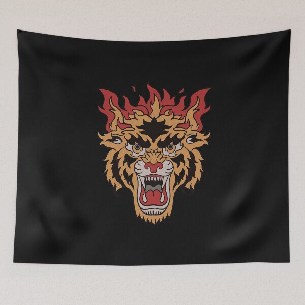 Item preview, Tiger tattoo with flames designed and sold by DerSenat.