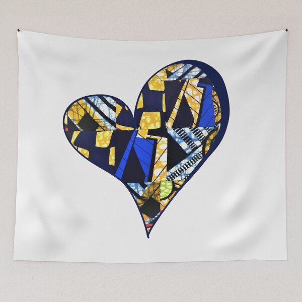 Item preview, African Fabric Heart Collage Art [#13] designed and sold by AfriStyleUK.