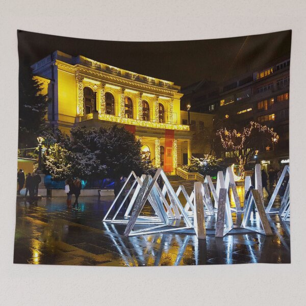Item preview, Bosnian National Theater at night designed and sold by S-A-D-art-craft.