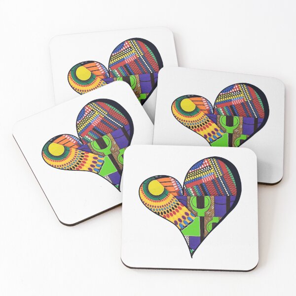 Item preview, African Fabric Heart Collage Art [#12] designed and sold by AfriStyleUK.