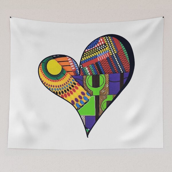 Item preview, African Fabric Heart Collage Art [#12] designed and sold by AfriStyleUK.