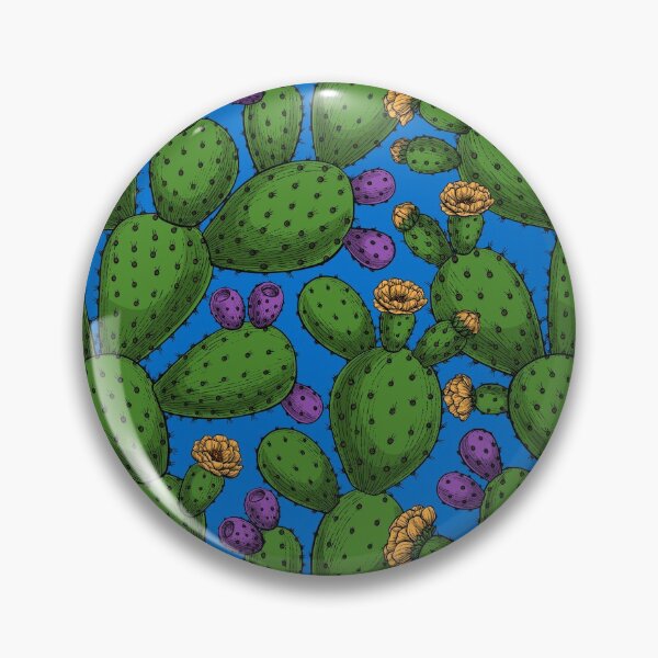 Item preview, Flowering opuntia on blue designed and sold by Katerina Mitkova Kirilova.