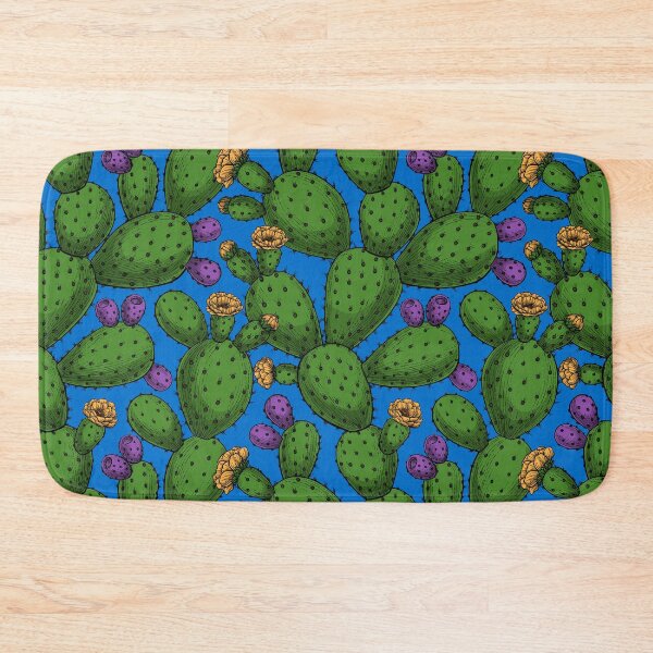 Item preview, Flowering opuntia on blue designed and sold by Katerina Mitkova Kirilova.