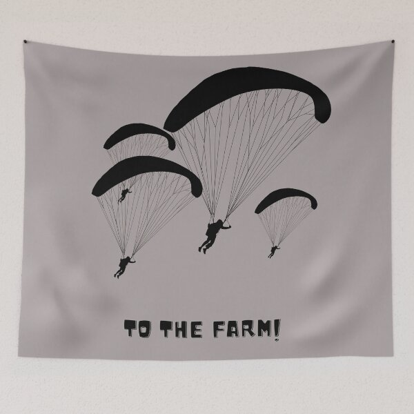 Item preview, To the farm!-design with parachuters-black designed and sold by HobbiesAndFun.