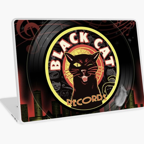 Black Cat LP Art Deco Laptop Skin