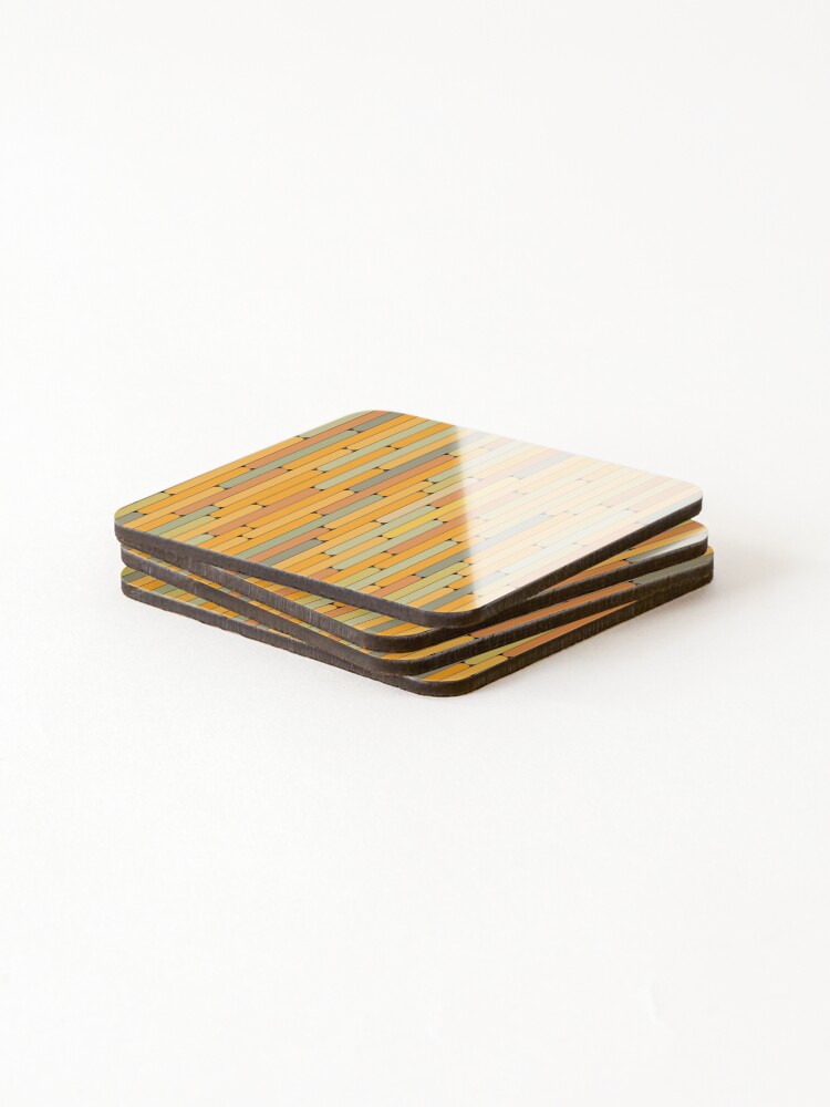 Thumbnail 4 of 5, Coasters (Set of 4), Pineapple Color Linear Pattern designed and sold by MagicSpread.