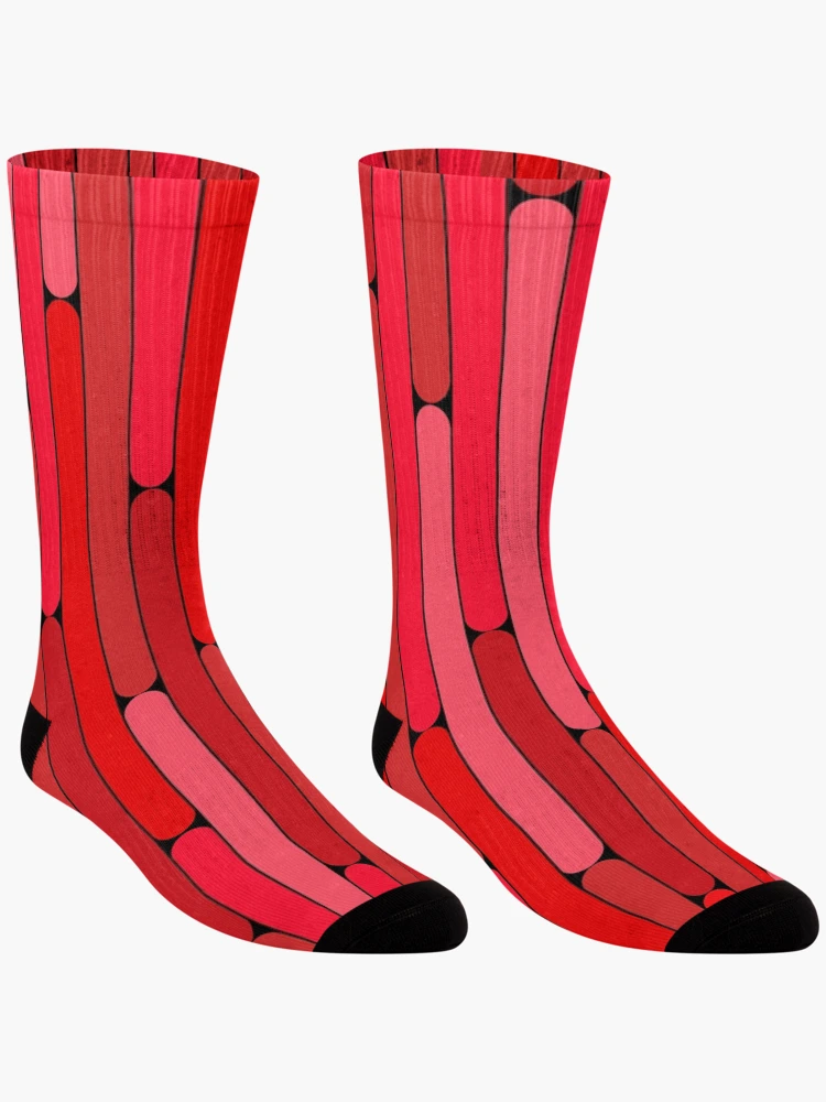 Thumbnail 3 of 5, Socks, Cherry Color Linear Pattern designed and sold by MagicSpread.