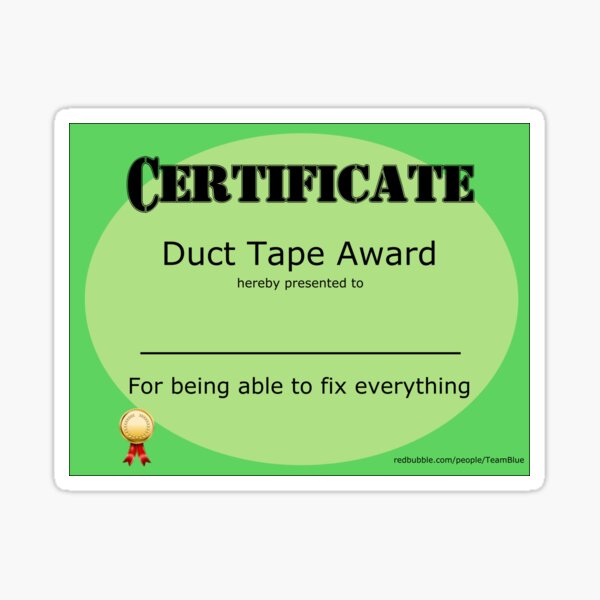 "Duct Tape Award" Sticker for Sale by TeamBlue Redbubble