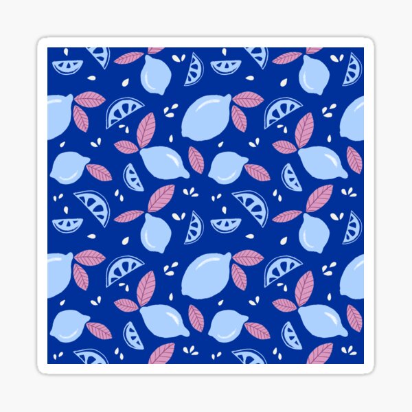 Cute Lemon Pattern Retro Blue Sticker