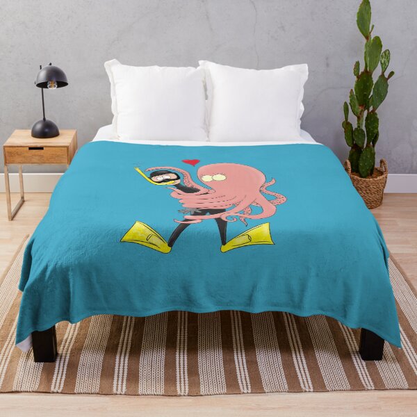 Item preview, Funny octopus hugs diver cartoon humour  designed and sold by FrogFactory.