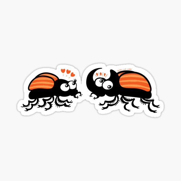Item preview, Couple of rhinoceros beetles shyly falling in love designed and sold by Zoo-co.