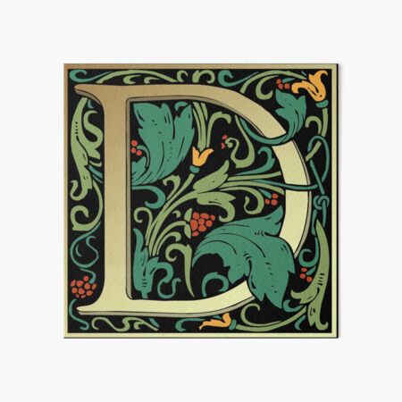 Illuminated Lettering William Morris Black Letter D Art Board Print