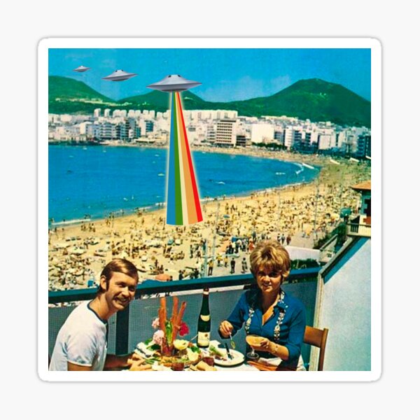 A Summer Vacation - UFOs on the beach Sticker