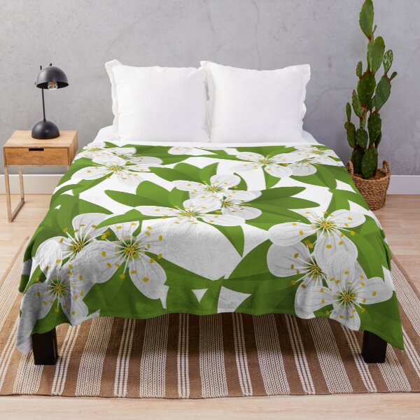 Item preview, Bright spring flowers pattern with green leaves designed and sold by TJprint.
