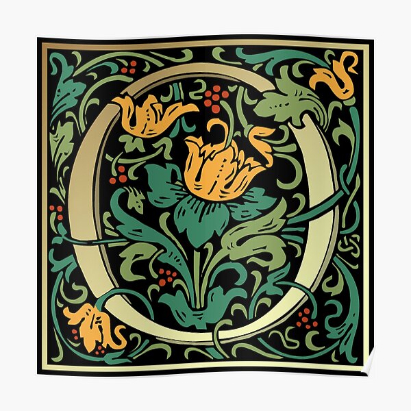 Illuminated Lettering William Morris Black Letter O Poster