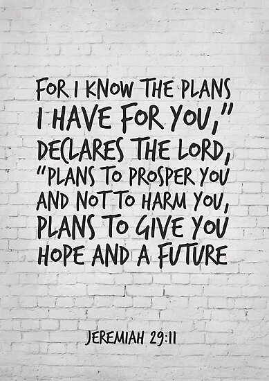 "Bible Verse Art, Jeremiah 29:11, For I know the plans I have for you