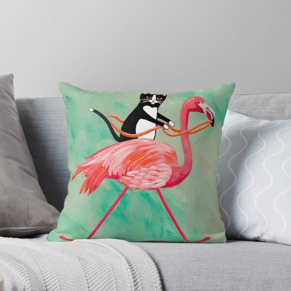 Item preview, Cat on a Rocking Flamingo designed and sold by KilkennyCat Art.