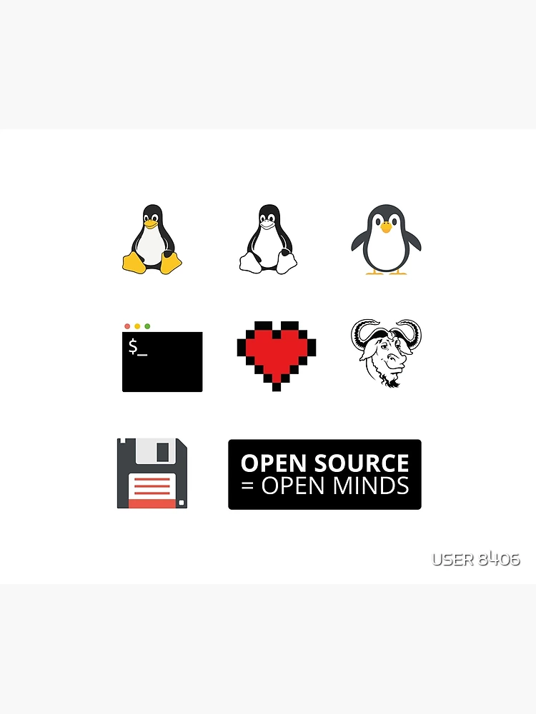 Thumbnail 6 of 6, Throw Blanket, Linux Sticker Pack designed and sold by USER 8406.