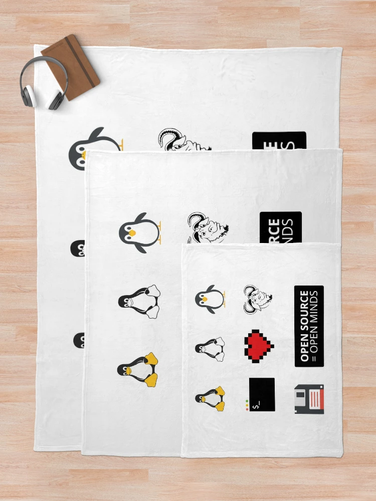 Thumbnail 5 of 6, Throw Blanket, Linux Sticker Pack designed and sold by USER 8406.