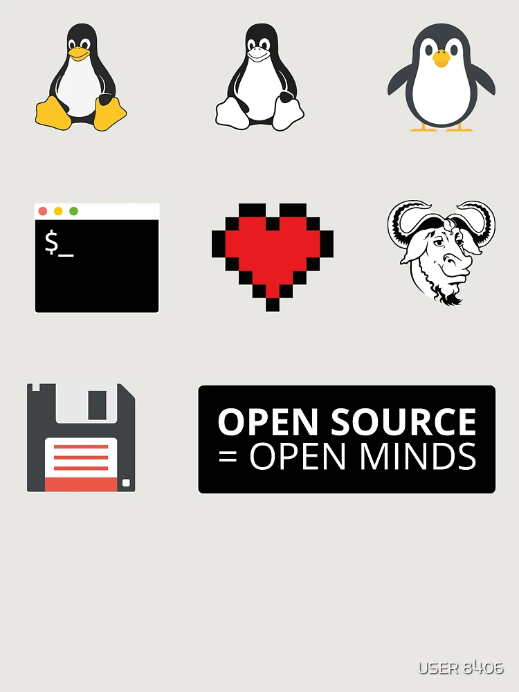 Thumbnail 6 von 6, Premium Oversized Pullover, Linux Sticker Pack designt und verkauft von USER 8406.