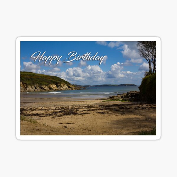 Item preview, Cornish Seascape Birthday card of Meanporth beach Falmouth Cornwall designed and sold by  Roscorla Photography.