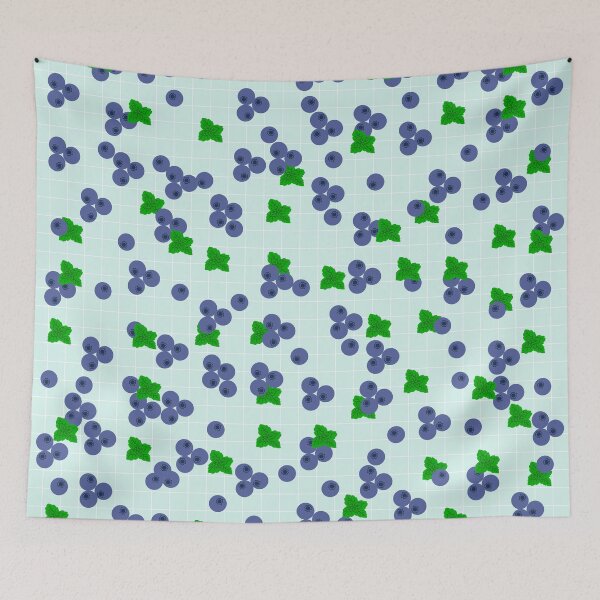 Item preview, Blueberries Pattern on Blue Background designed and sold by kapotka.