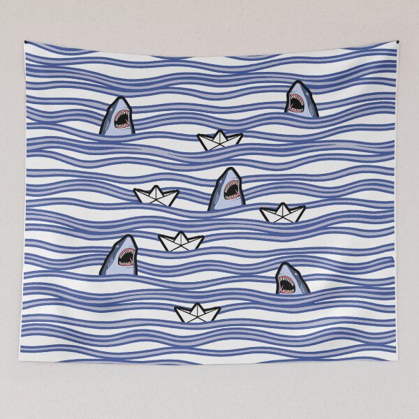 Item preview, Shark vs paperboat funny adventure pattern designed and sold by Xdelacra.