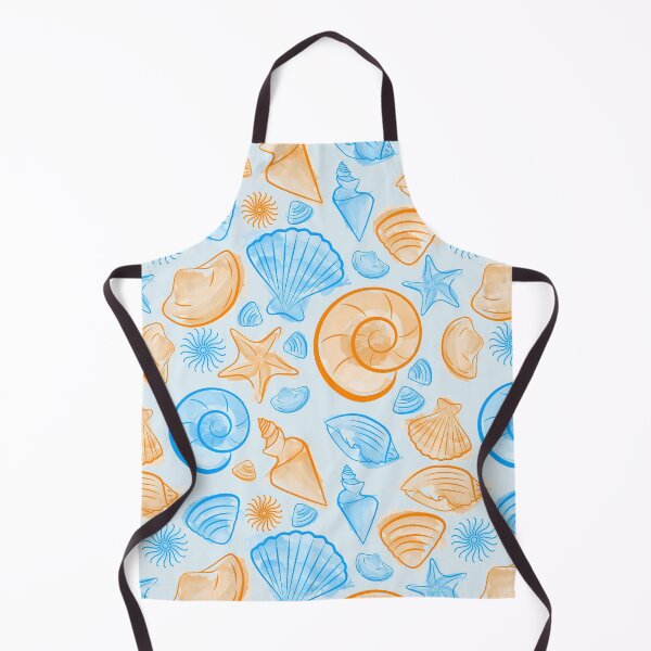 Item preview, Summer pattern with watercolor blue and orange seashells designed and sold by BarbaraMarini.