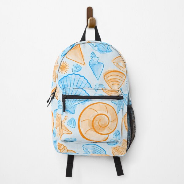 Item preview, Summer pattern with watercolor blue and orange seashells designed and sold by BarbaraMarini.