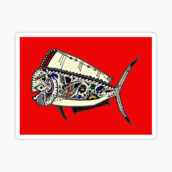 Graffiti Red Mahi Mahi Dolphinfish Sticker