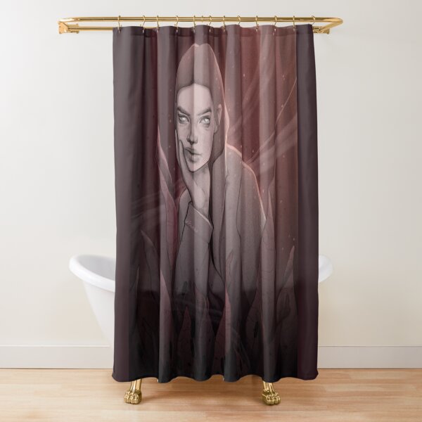 Enchanted - Mysterious Nature Girl in Red Enchanted Forest - Digital Illustration by MadliArt Shower Curtain