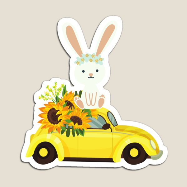 Artikelvorschau, Bunny Taxi lustiger Hase mit Sonnenblume entworfen und verkauft von KhaledDesign11.