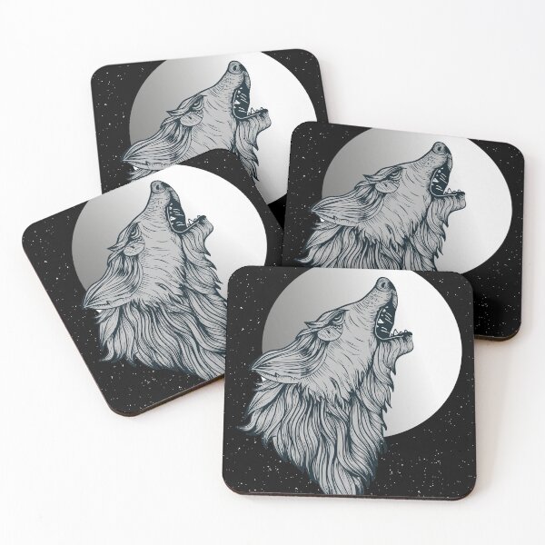 Item preview, Howling wolf cartoon under a  full moon designed and sold by ajtechdesigns.
