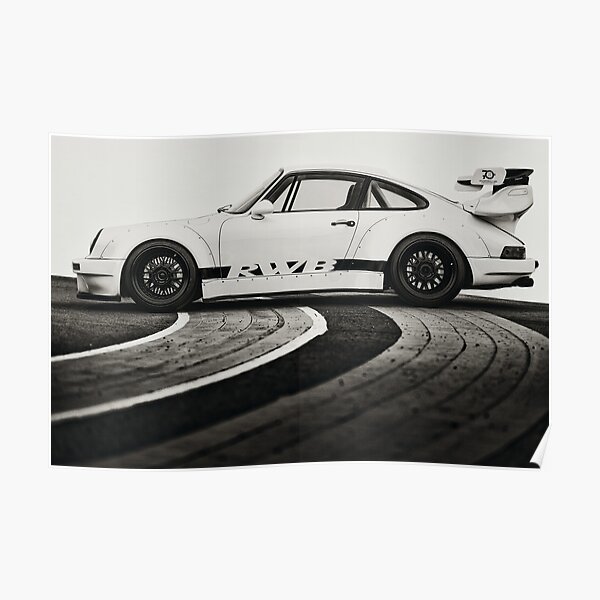 Porsche 911 noir et blanc Poster