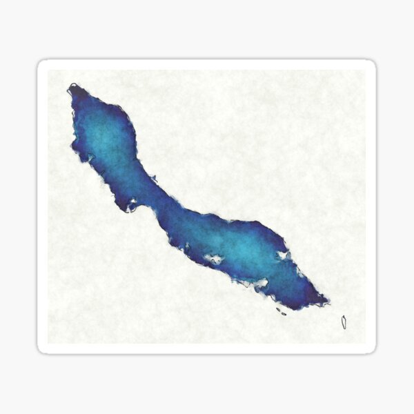 Item preview, Curacao map with drawn lines and blue watercolor illustration designed and sold by Ingo Menhard.