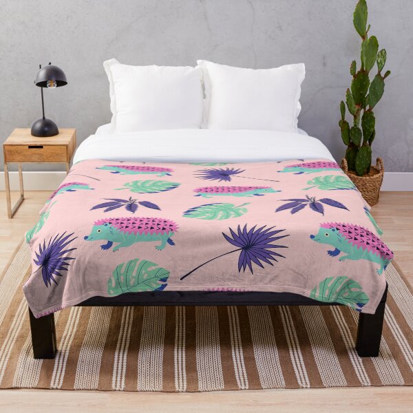 Item preview, Hedgehogs And Plants Pastel Tropical Print designed and sold by FranjoSam.