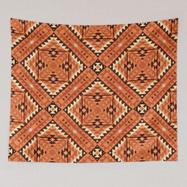 Item preview, Red Kilim Rug design Print of Oriental, Hygge lifestyle pattern, Runner Navajo designed and sold by ZenArt-Fern.