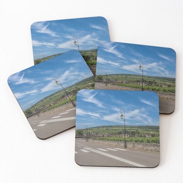 Item preview, View to the road and vineyard in Burgundy Bourgogne home of pinot noir and chardonnay in summer day with blue sky. Cote d'Or. designed and sold by anytka.